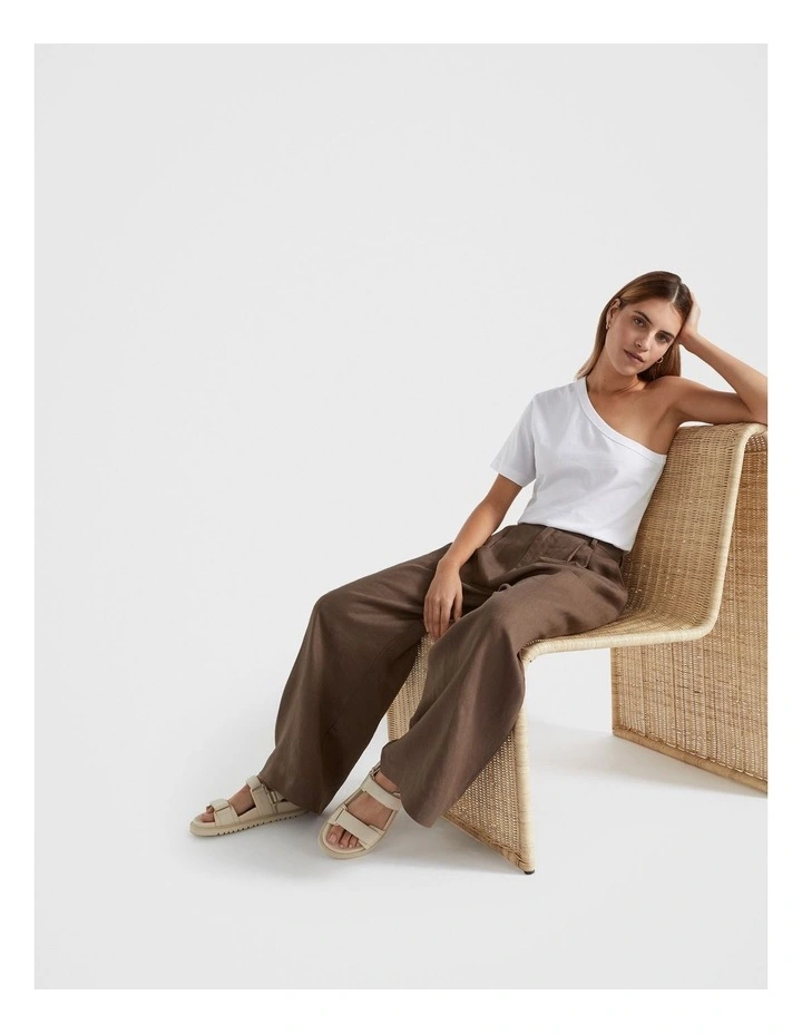 One Shoulder Boxy Tee in White image 3