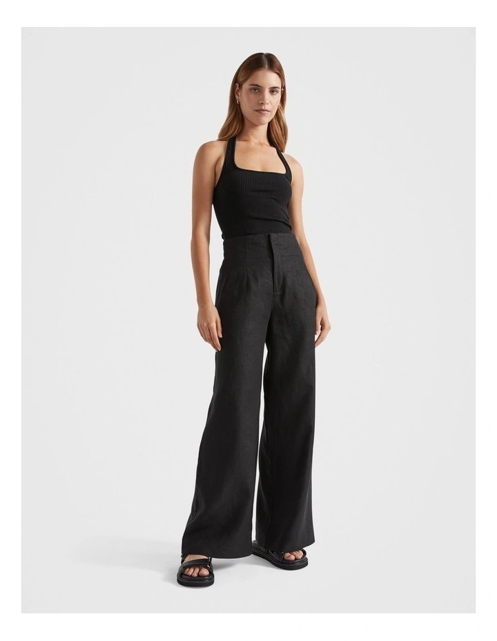 Halter Rib Tank in Black image 1