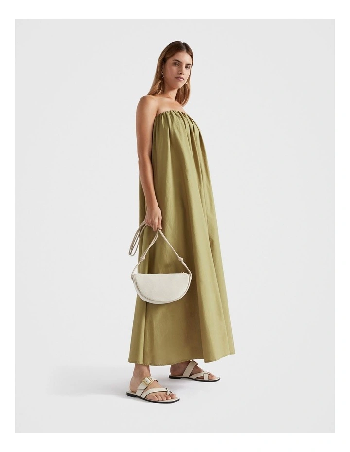 Voile Gathered Strapless Maxi Dress in Pistachio image 1