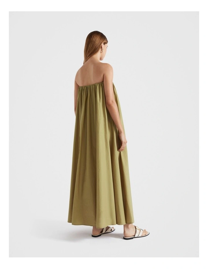 Voile Gathered Strapless Maxi Dress in Pistachio image 2