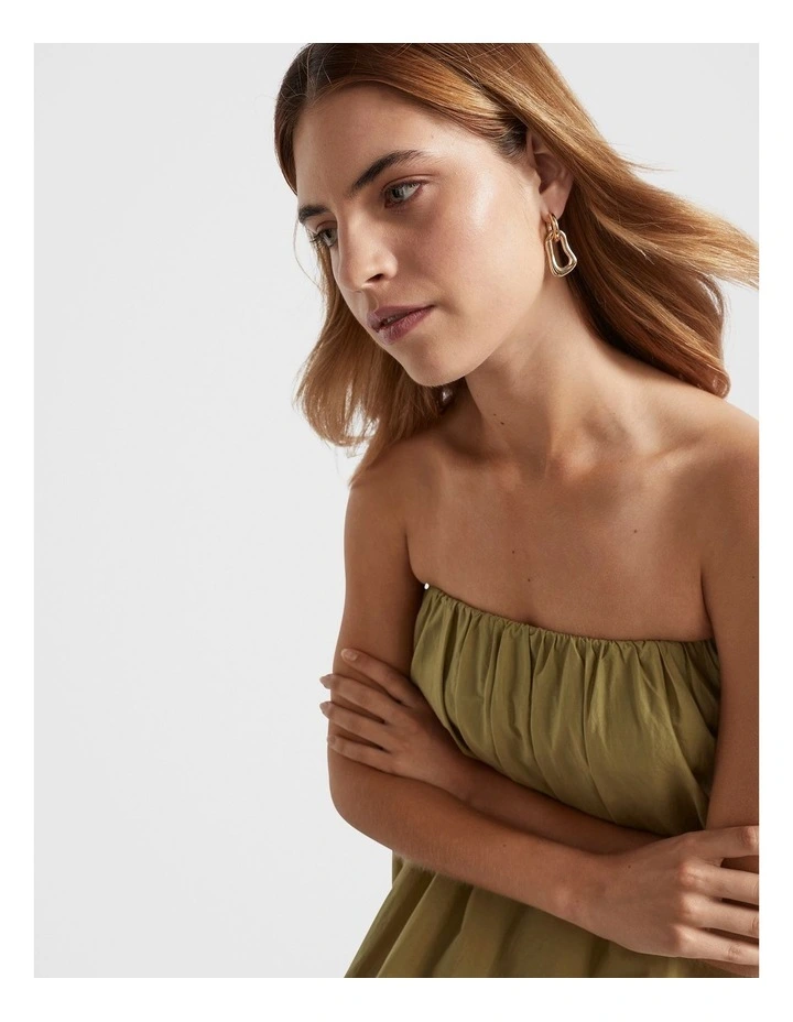 Voile Gathered Strapless Maxi Dress in Pistachio image 4