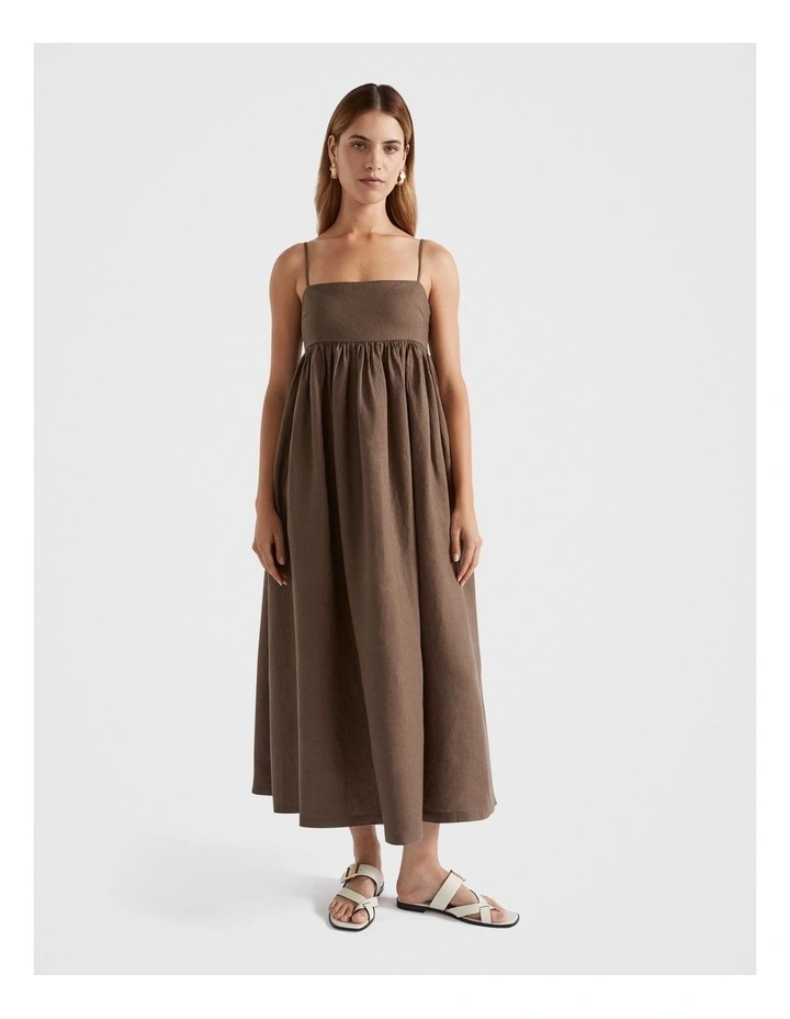 Linen Sun Dress in Cappuccino image 1
