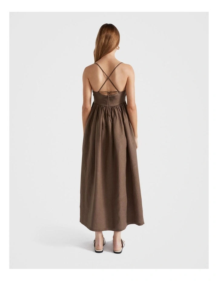 Linen Sun Dress in Cappuccino image 2