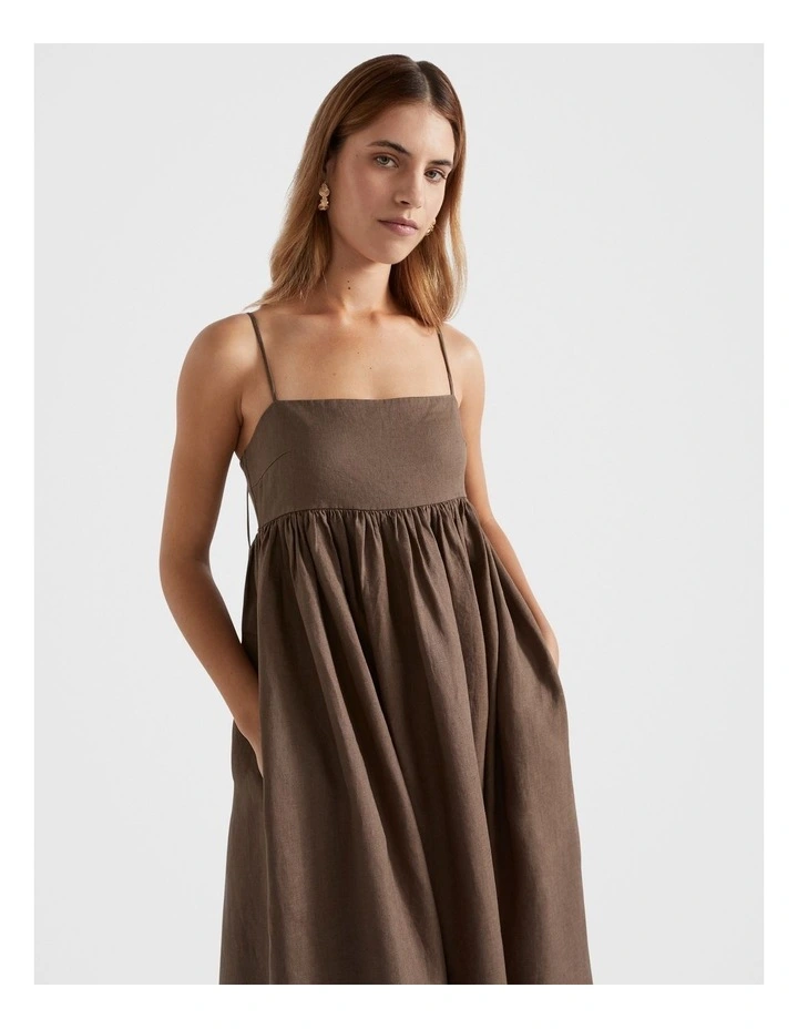 Linen Sun Dress in Cappuccino image 3