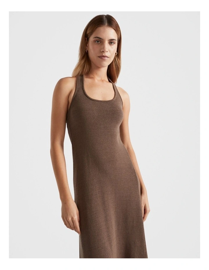Halter Knit Midi Dress in Cappuccino image 2