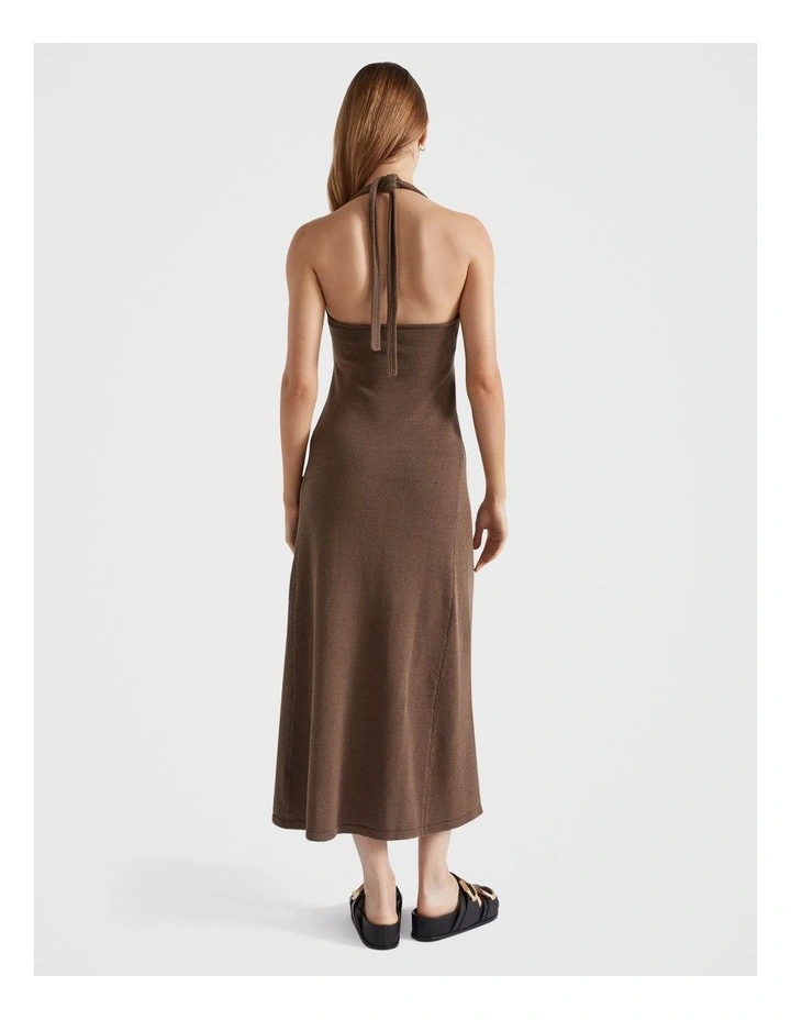 Halter Knit Midi Dress in Cappuccino image 3