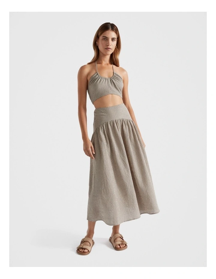Textured Gingham Skirt in Cappuccino image 1