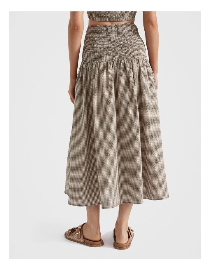 Textured Gingham Skirt in Cappuccino image 3