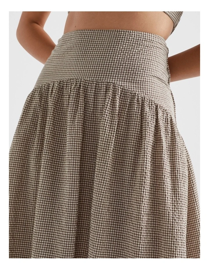 Textured Gingham Skirt in Cappuccino image 4