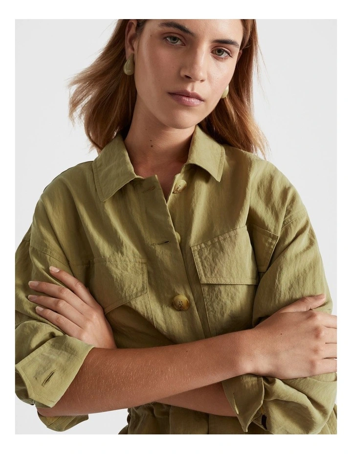 Textured Utility Jacket in Pistachio image 1