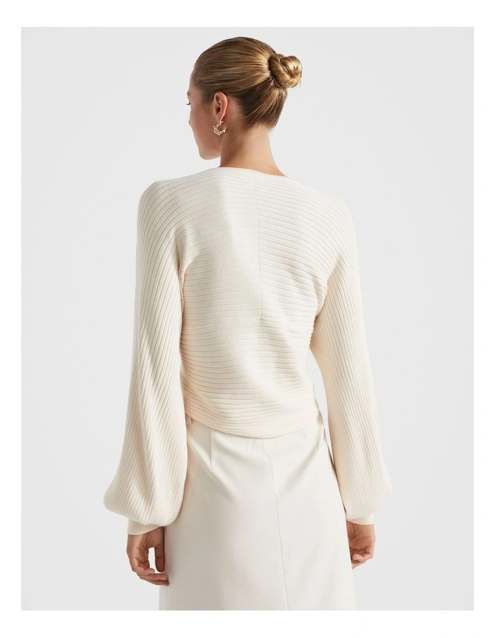 Rib Wrap Front Knit Top in Frappe image 2