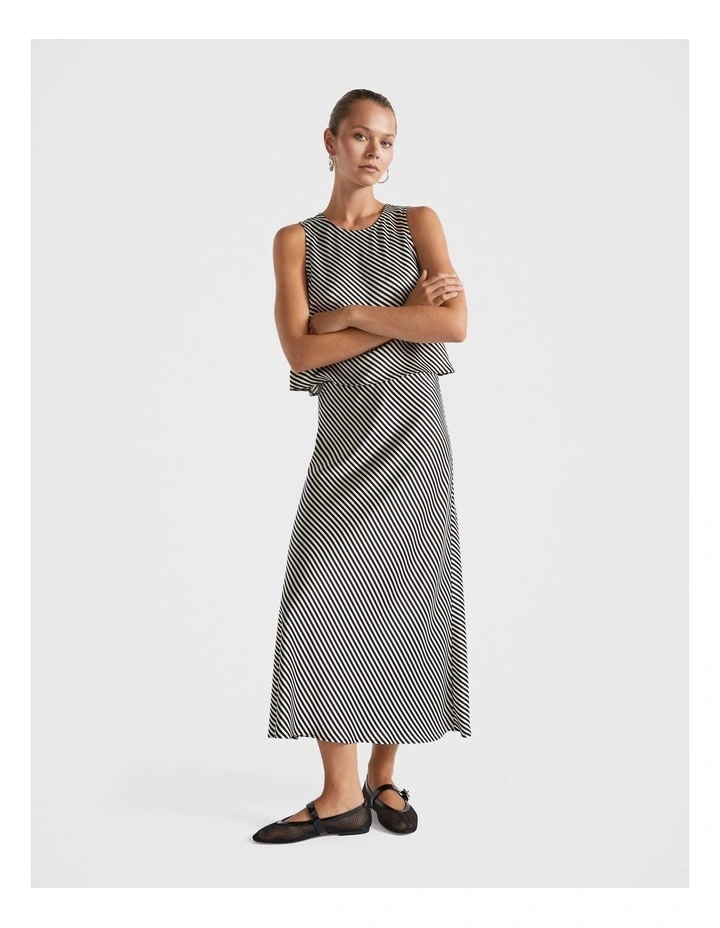 Diagonal Stripe Skirt in Black image 1