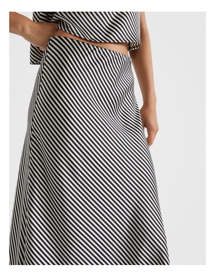 Diagonal Stripe Skirt in Black image 3