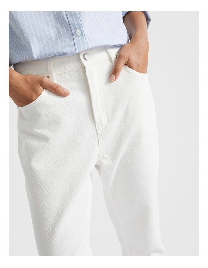 Core Cotton Slim Leg Jeans in Cream image 2
