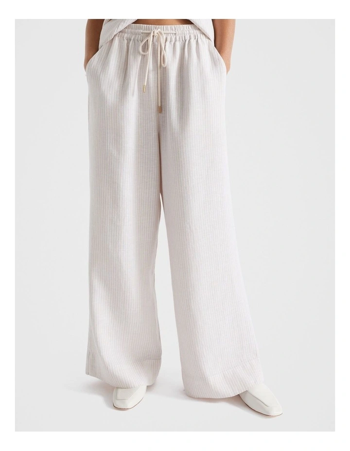 Linen Pinstripe Pant in Cream image 1