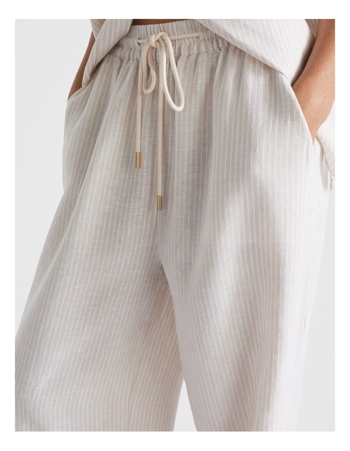 Linen Pinstripe Pant in Cream image 3