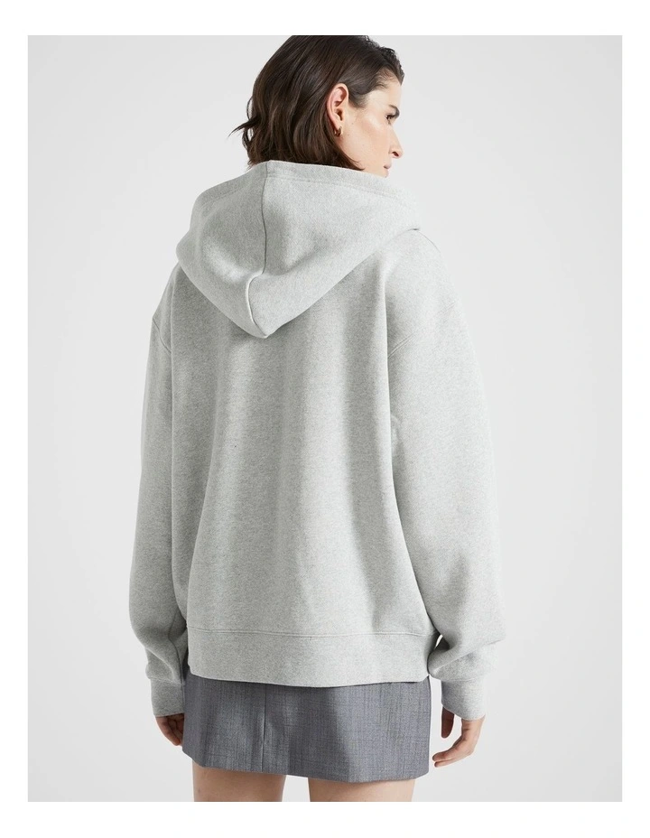 Zip Thru Hoodie in Silver Marle image 2