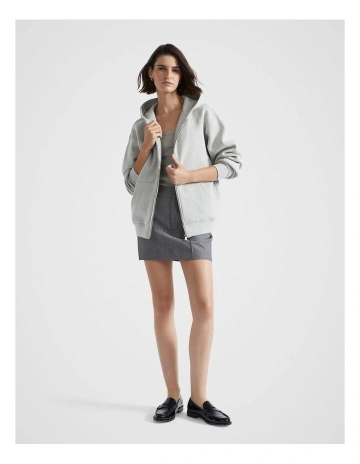 Zip Thru Hoodie in Silver Marle image 4