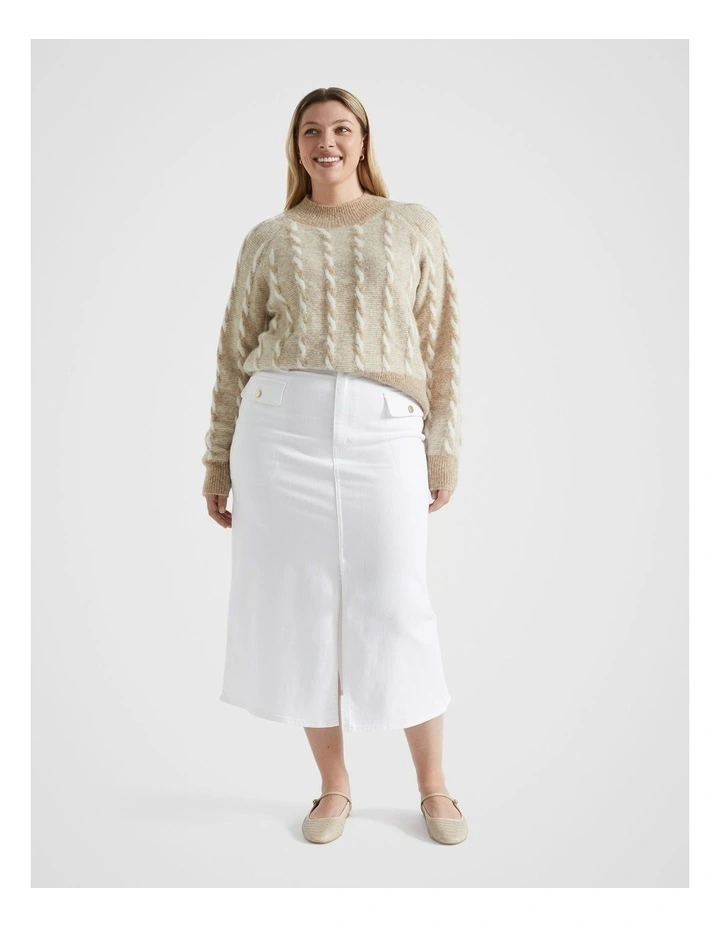 Two Tone Cable Knit in Champagne Beige Twist image 1