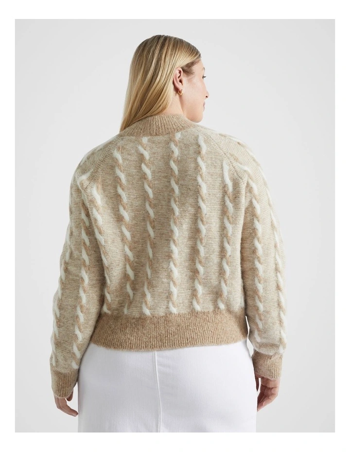 Two Tone Cable Knit in Champagne Beige Twist image 3