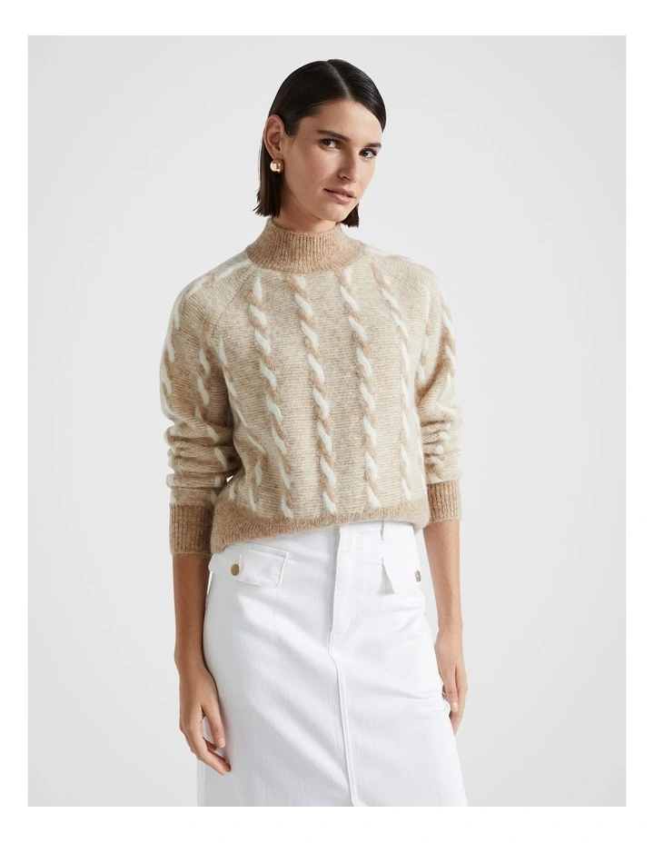 Two Tone Cable Knit in Champagne Beige Twist image 4