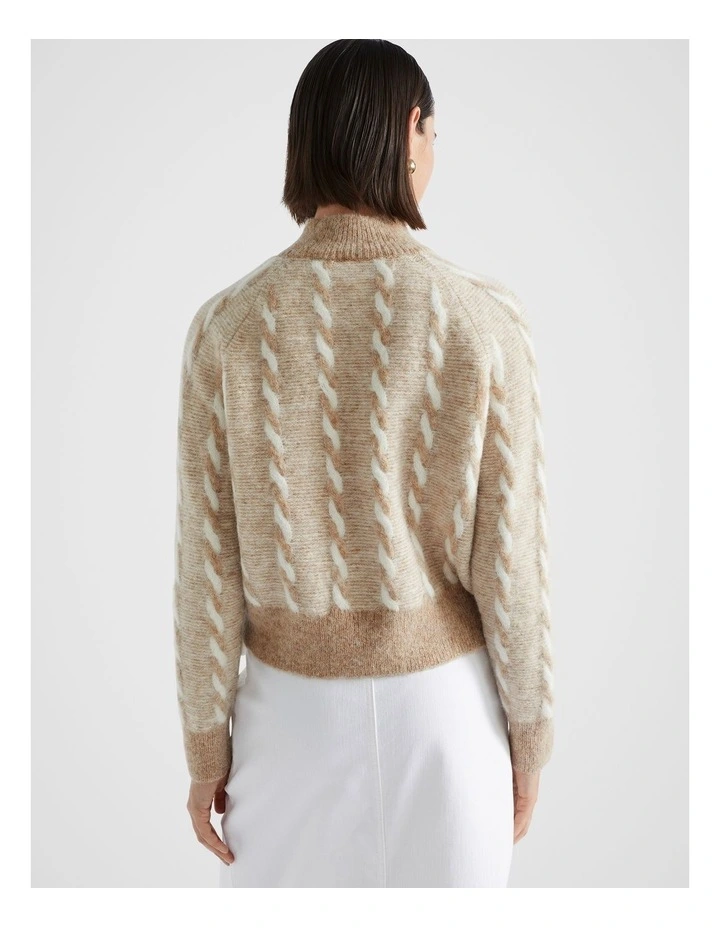 Two Tone Cable Knit in Champagne Beige Twist image 5