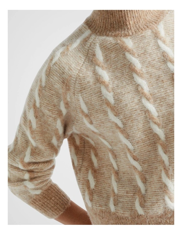 Two Tone Cable Knit in Champagne Beige Twist image 6