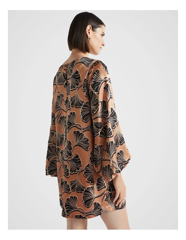 Satin Mini Dress in Abstract Floral image 2