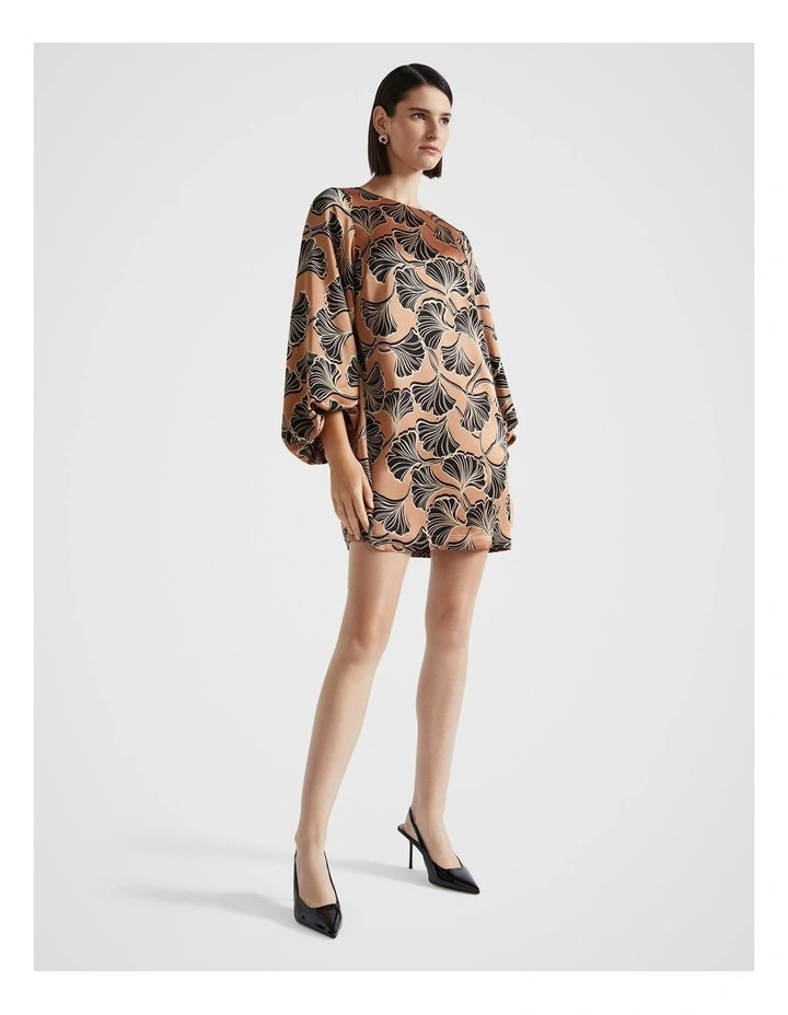 Satin Mini Dress in Abstract Floral image 4