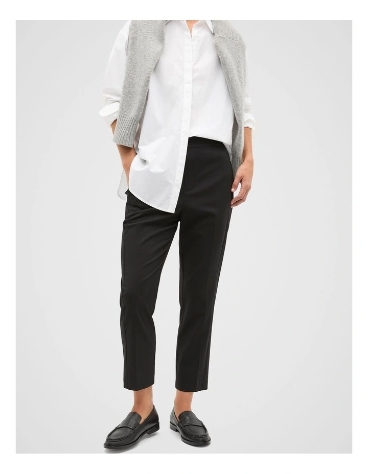 Slim Leg Elasticated Pant in Black image 1