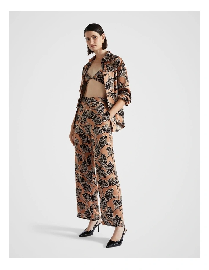 Satin Floral Pant in Multi image 1