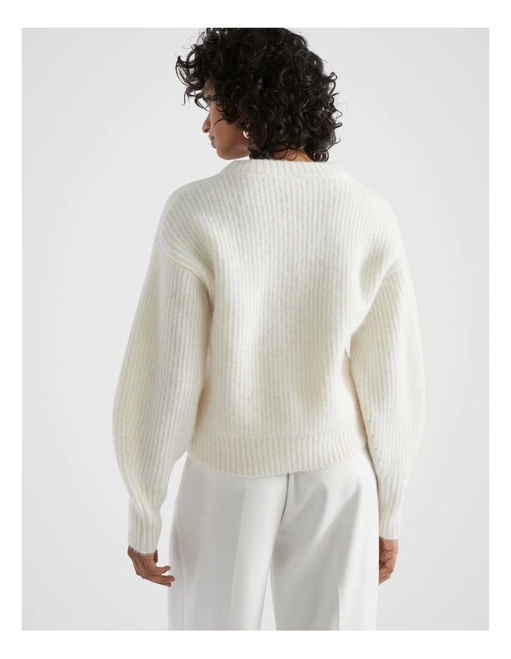 Wool Blend Cardigan in Cloud Cream image 4