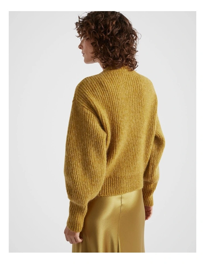 Wool Blend Cardigan in Honey Gold Marle image 2