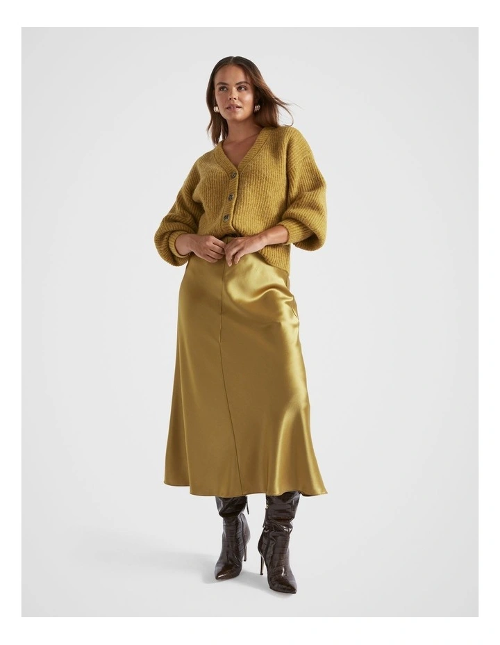 Wool Blend Cardigan in Honey Gold Marle image 5