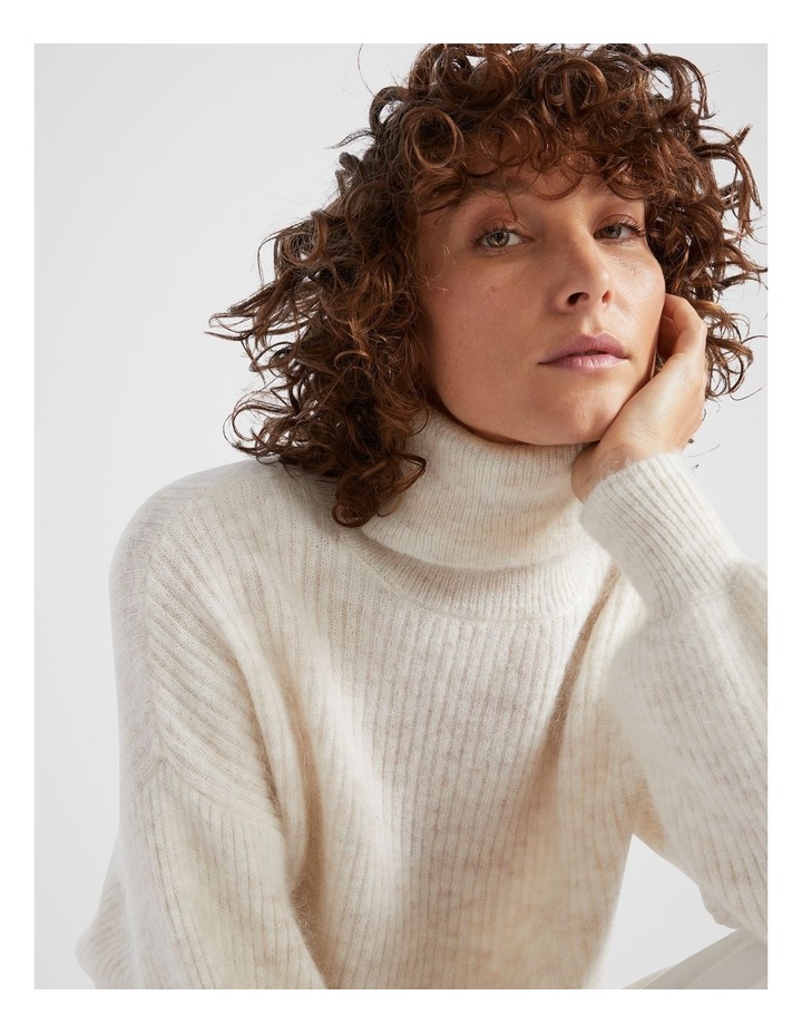 Mohair Blend Rib Longline Knit in Oat Marle Oatl Marle