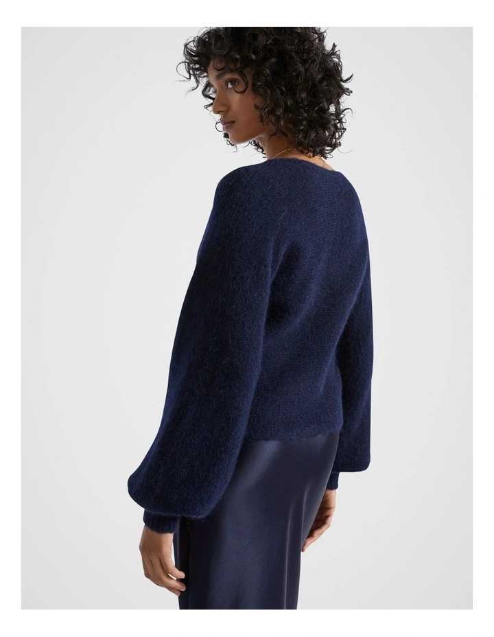 Wool Blend Drape Twist Knit in Midnight Sky image 2