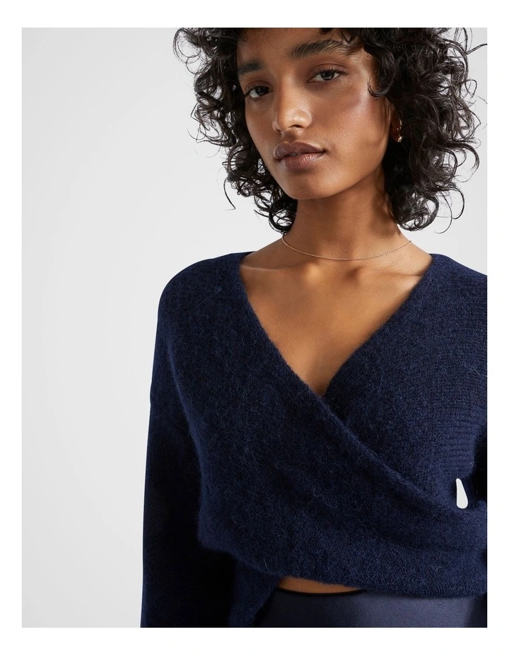 Wool Blend Drape Twist Knit in Midnight Sky image 3