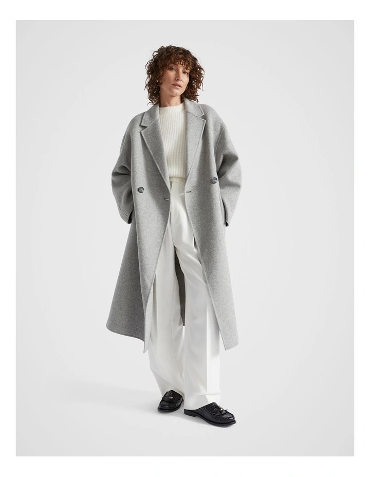 Wool Blend Classic Coat in Silver Marle image 1