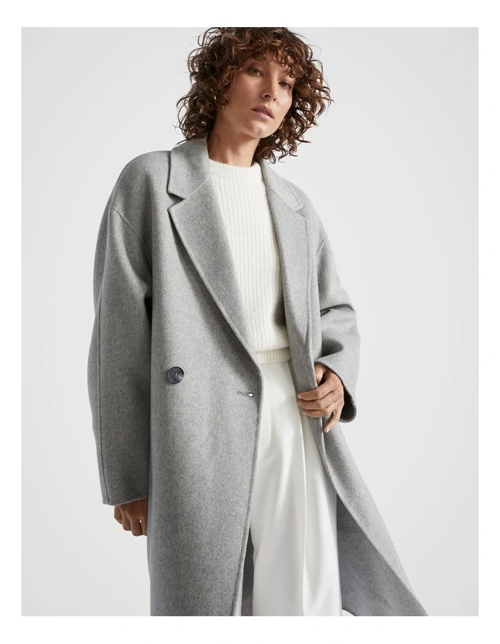Wool Blend Classic Coat in Silver Marle image 2