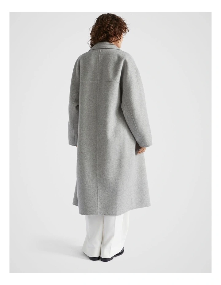 Wool Blend Classic Coat in Silver Marle image 3
