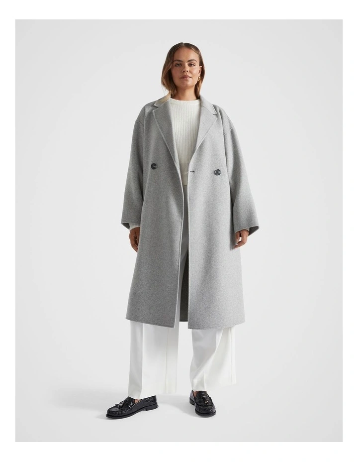 Wool Blend Classic Coat in Silver Marle image 4