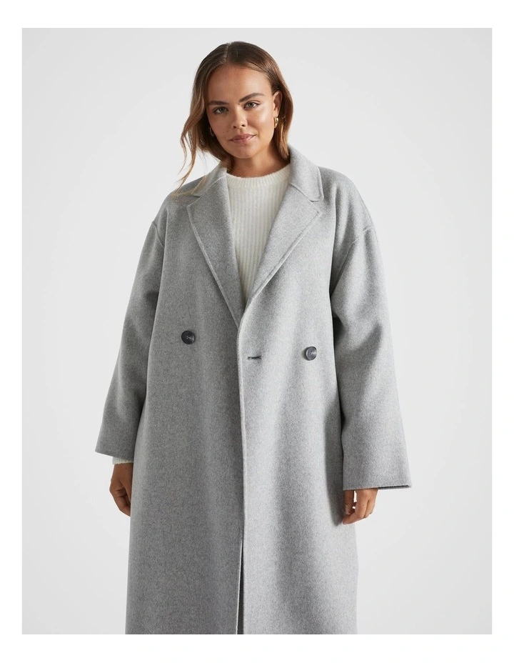 Wool Blend Classic Coat in Silver Marle image 5
