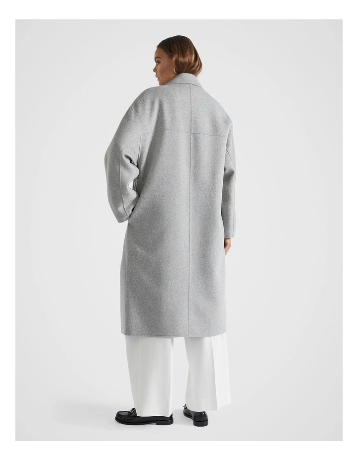 Wool Blend Classic Coat in Silver Marle image 6