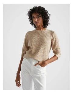 Twist Rib Long Sleeve Top in Honey Gold Twist