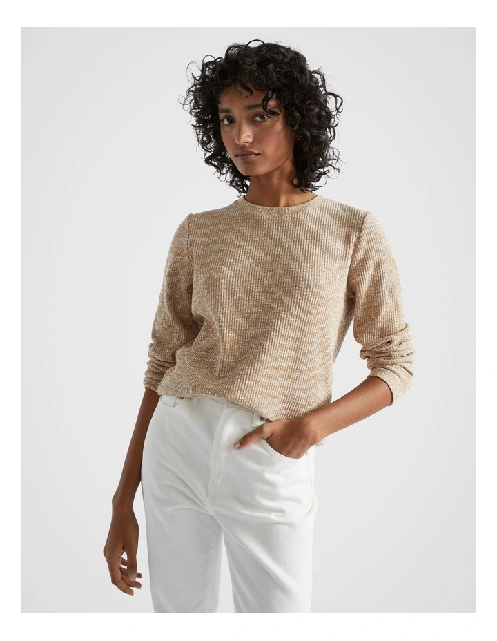 Twist Rib Long Sleeve Top in Honey Gold Twist image 1