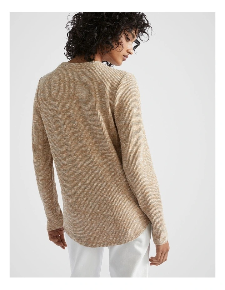 Twist Rib Long Sleeve Top in Honey Gold Twist image 2