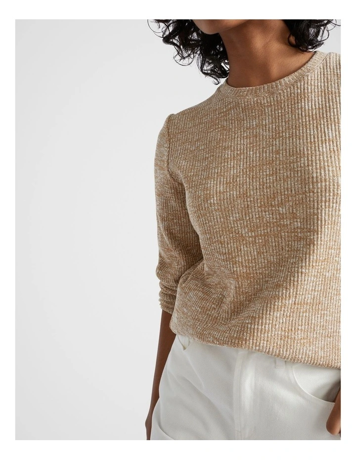 Twist Rib Long Sleeve Top in Honey Gold Twist image 3