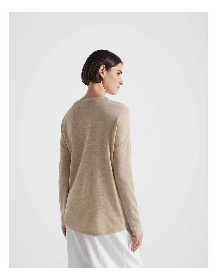 Babywool Curve Hem Top in Champagne Beige Marle image 2