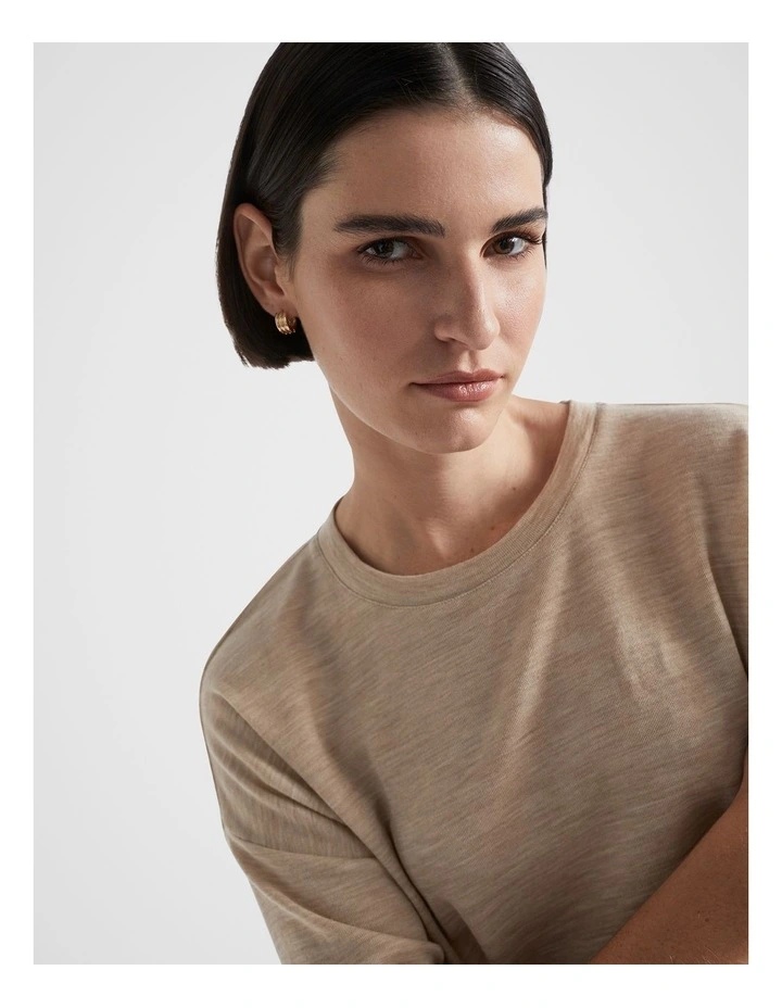 Babywool Curve Hem Top in Champagne Beige Marle image 3