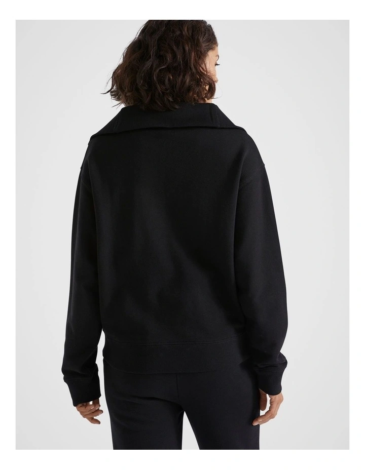 Core Half Zip Sweat in Black image 2